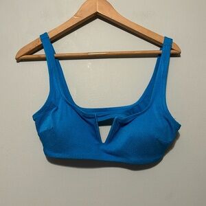 AERIE V Wire Scoop Neck Blue Top